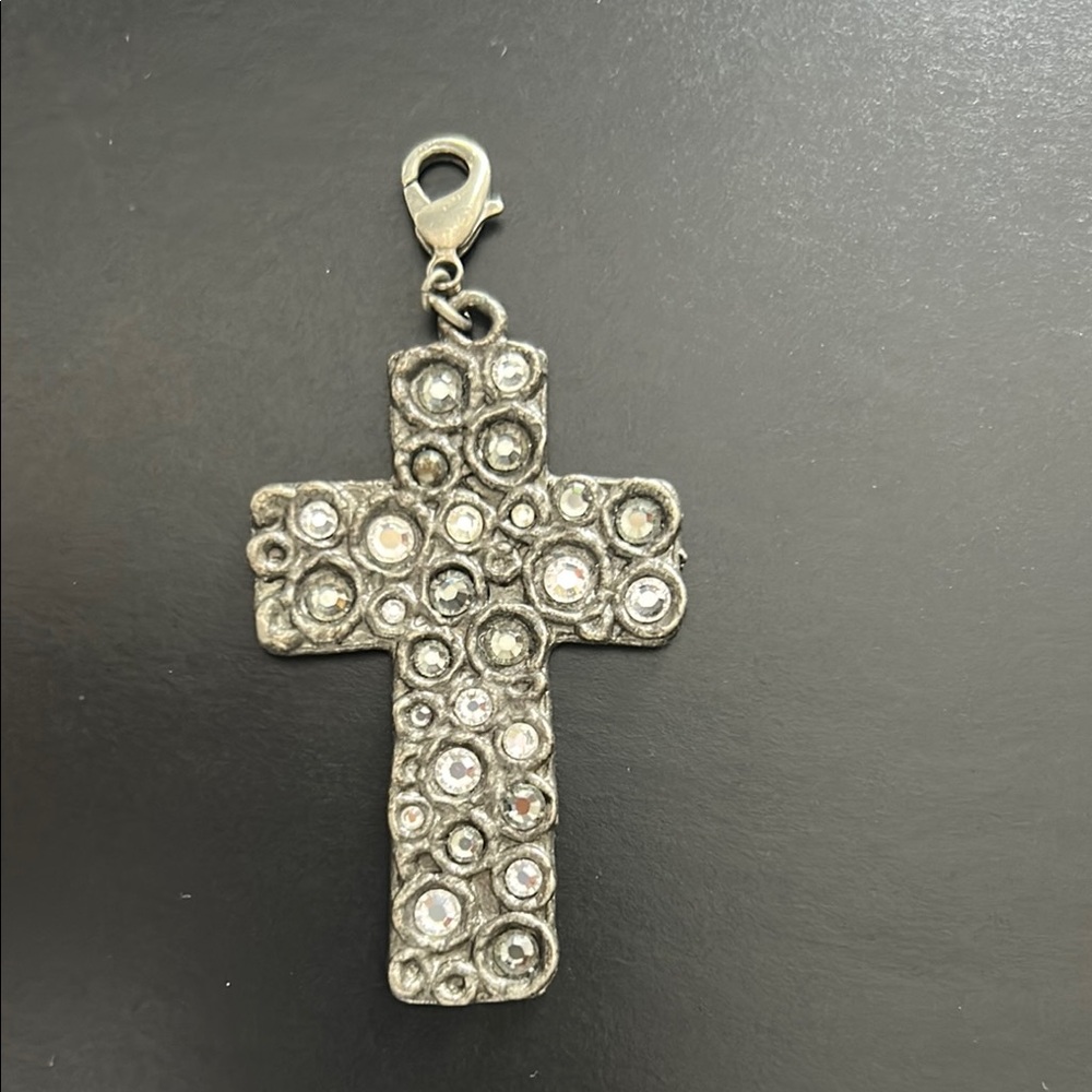 Sabika Silver Cross Pendant with Crystals